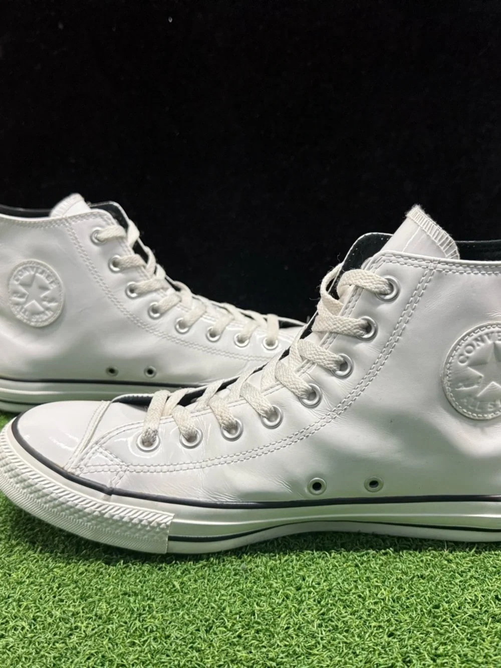 Converse Chuck Taylor Patent Leather White High Top Mens 9.5 Womens 11.5 - Picture 15 of 16